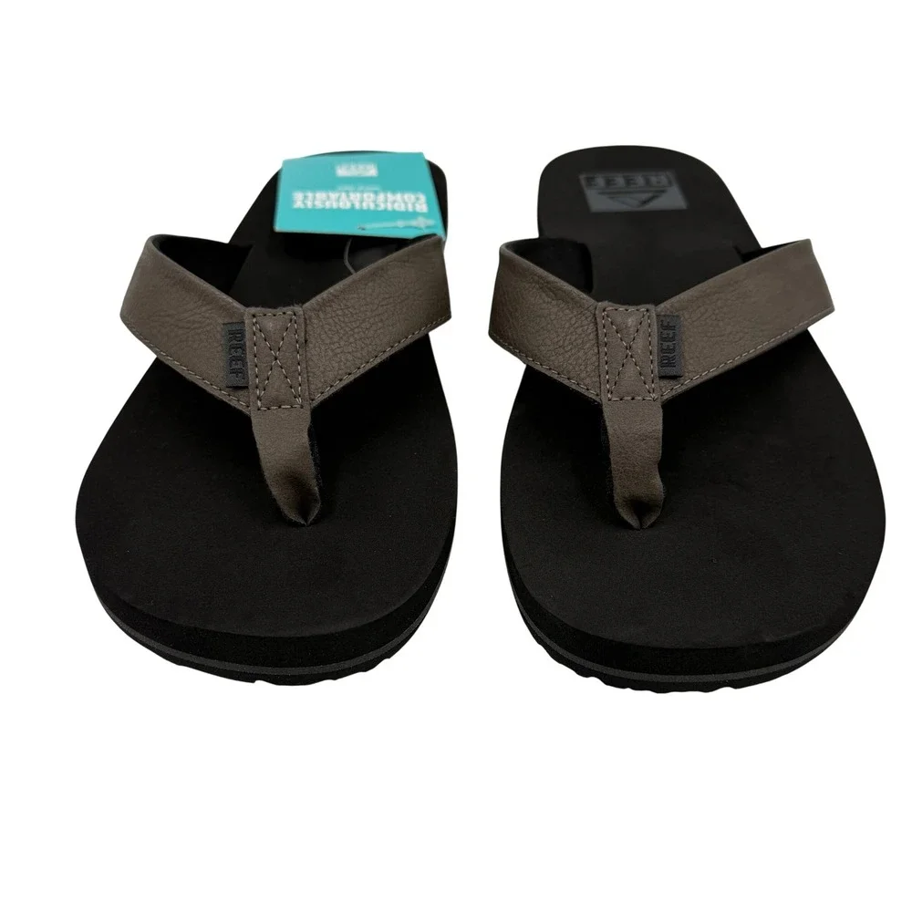 REEF Twinpin Grey Black New Casual Beach Thong Sandals RF002915GRE Men's 9 *NEW*